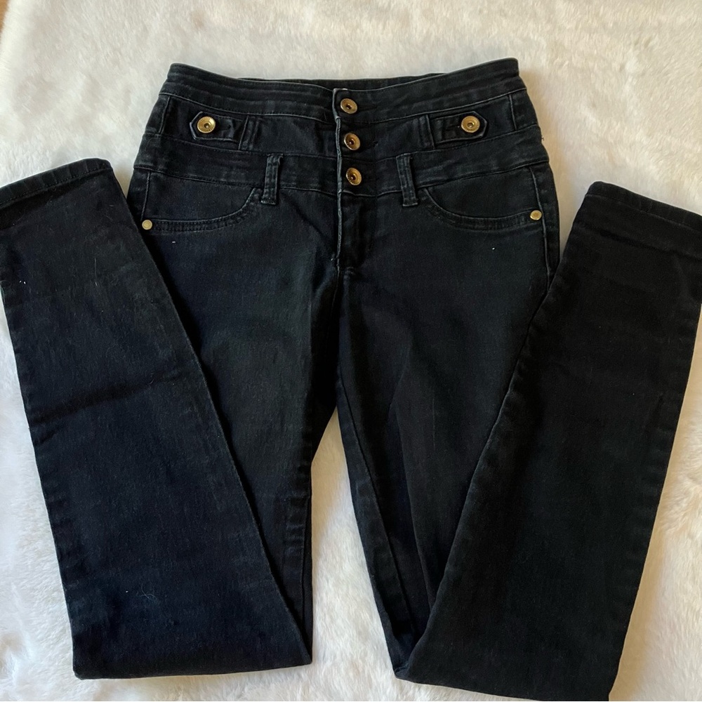 Black Refuge 3 Button High Waist Jeans